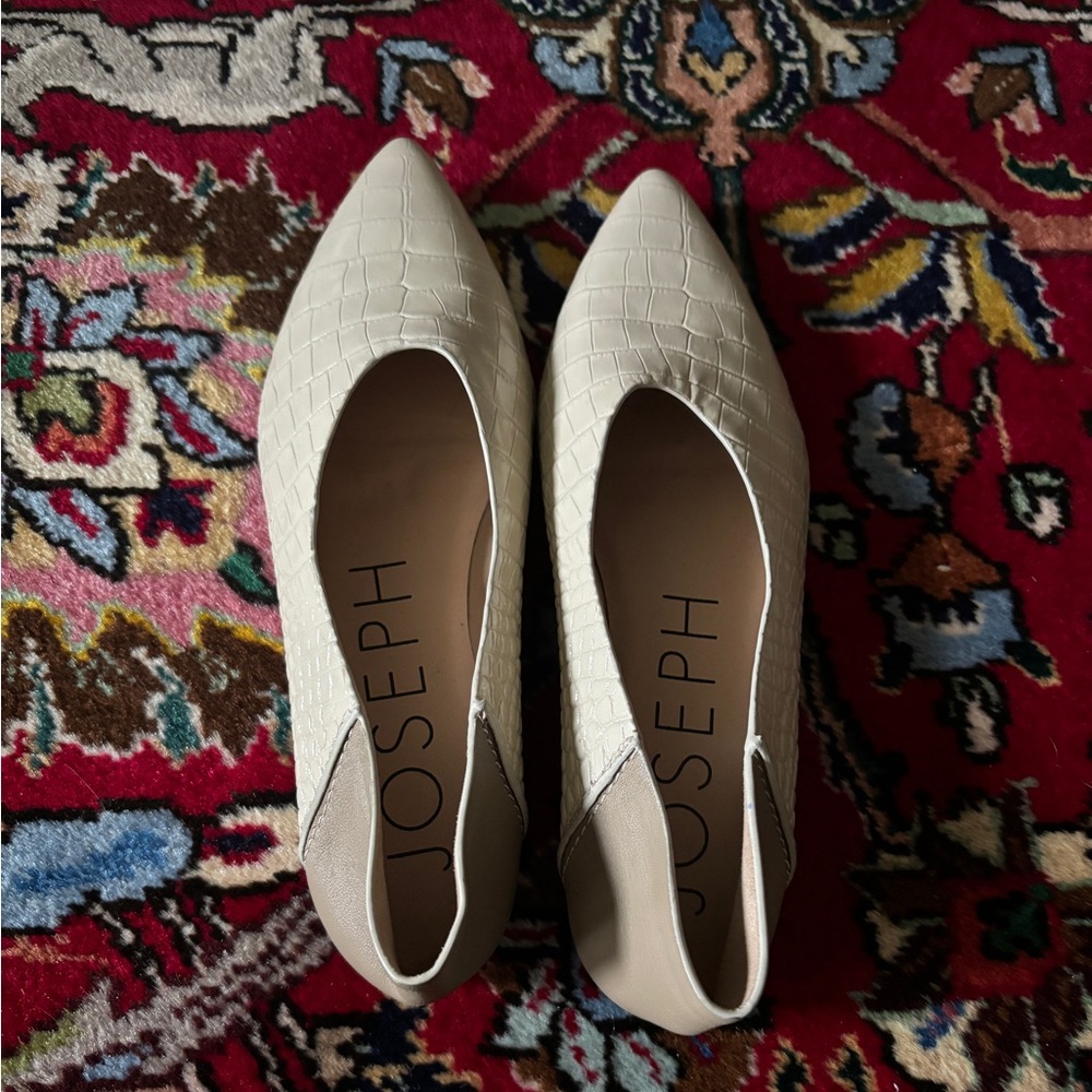 Beige Two-Tone Joseph Pointed-Toe Flats